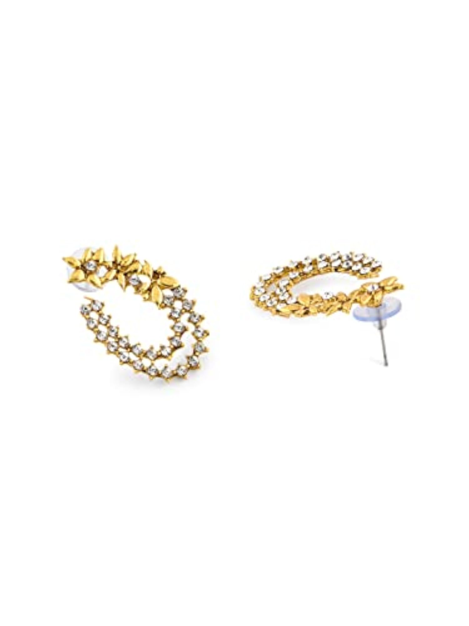Antique Tone Floral Stud Earrings, Vintage Charm