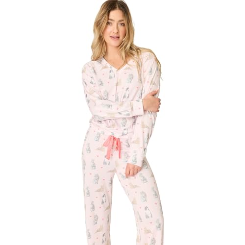Image of PJ Salvage Women's [Amazon Exclusive] Cloud Jersey Open-bottom Pajama 2-piece Pj Set
