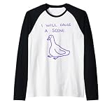 I Will Cause A Scene Funny Goose Meme Minimal Raglan Baseball Tee