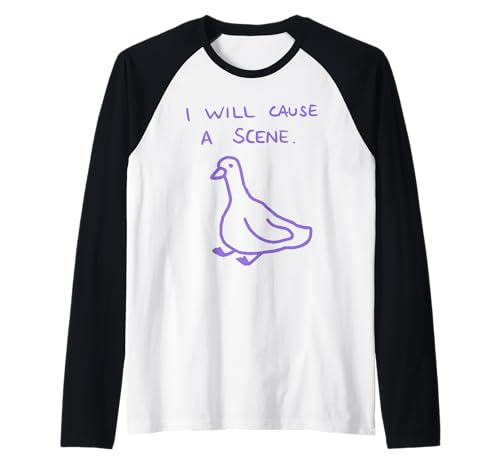 I Will Cause A Scene Funny Goose Meme Minimal Raglan Baseball Tee