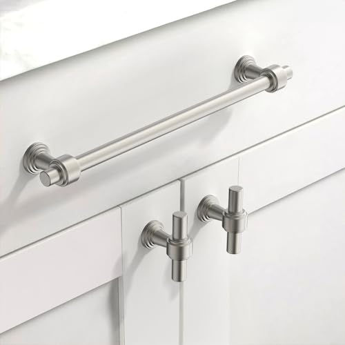 Image of 10 Pack 10 inch(254mm) Brushed Satin Nickel Cabinet Pulls Kitchen Cabinet Handles Cabinet Hardware Nickel Drawer Pulls for Cupboard CK0081