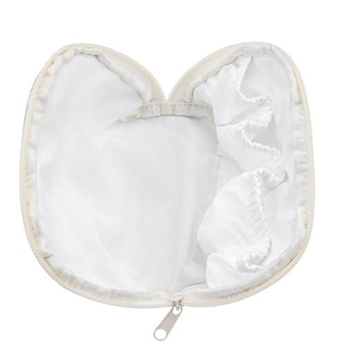 Dome Cosmetic Makeup Bag Small Cotton Quilted Makeup Pouch for Purse Cute Floral Travel Toiletry Zipper Pouch (Blue Floral)4