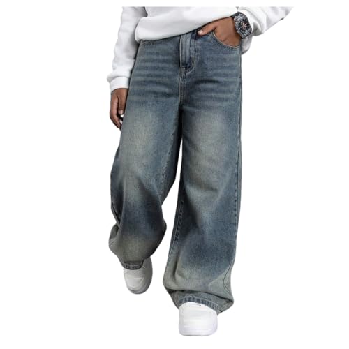 SHENHE Boy's Baggy Jeans Wide Leg Mid Waisted Casual Going Out Hip Hop Denim Pants