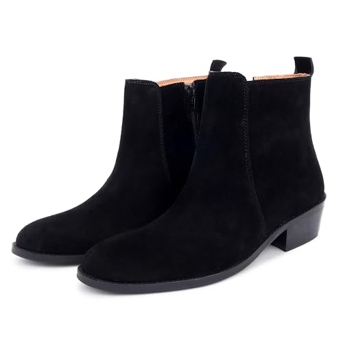 LOZANO Suede Leather Chelsea Boots for Men with Zip Fastening | High Ankle Boots, Soft Cushioned Insole, Slip-Resistance