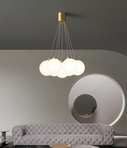 Lustre moderne à 7 globes solution éclairage sans éblouissement doré