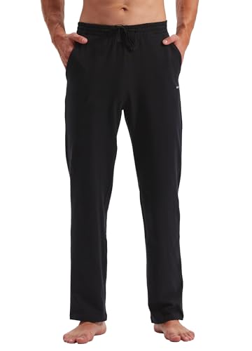Willit Men's Cotton Yoga Sweatpants Exercise Pants Open Bottom Athletic Lounge Pants Loose Male Sweat Pants with Pockets
