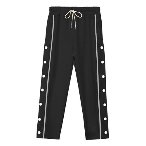 Side Button Pants for Men Elastic Waist Drawstring High Split Sweatpants Post-Surgery Tear Away Pants4