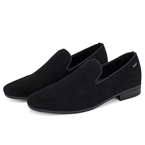 Image of UUBARIS Mens Velvet Loafers Slip-on Dress Shoes Fashion Style Driving Shoes Classic Tuxedo Shoes Casual Oxford Shoes