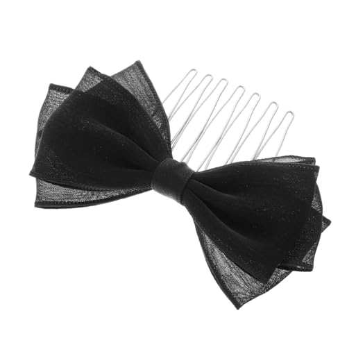 Gogogmee Hair Comb Bowknot Hair Side Combs Headdresses for Girl Headpiece for Girl Headdresses for Women Bow Headpiece Spun Yarn Black