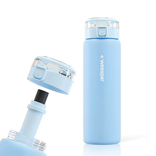 WESSPER Botella de cristal de 680 ml con filtro de agua, sin BPA, a prueba de fugas, botella de cristal con filtro de carbón activo, botella de agua con tapón de rosca para gimnasio, fitness, escuela,