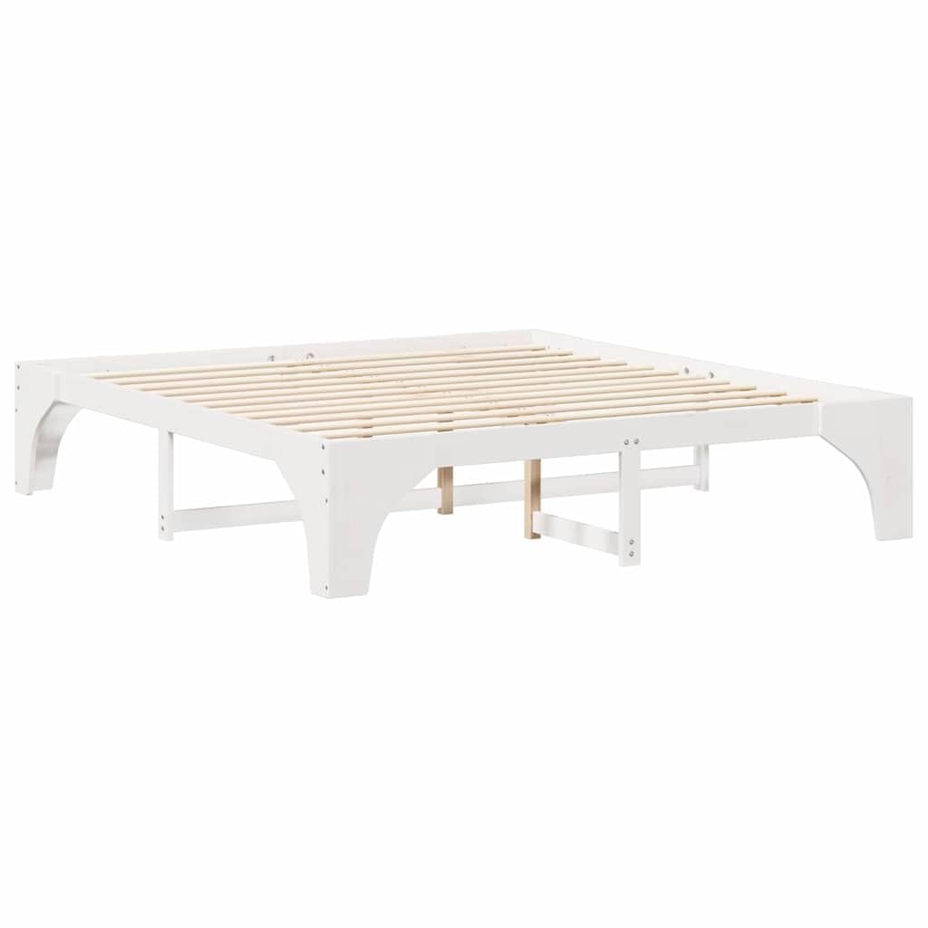 Marco de Cama de Madera Maciza de Pino Estructura Baja Minimalista para Dormitorio Moderno 4 Piezas Ensamblaje Fácil y Diseño Multifuncional para Optimizar Espacios