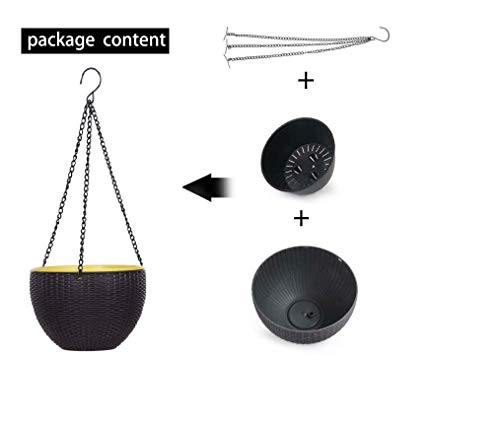 AASHU self Watering Hanging Planters Hanging pots for Plant Balcony with Chain (Size-10 inch, Color- Dark Brown,self Watering) Pack of 2