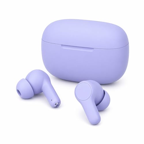 Image of Lynacz Original Premium Bluetooth Earbuds T200 Lite Compatible with Realme, iQOO, Oppo, Vivo with Hi-Res Audio, 12.4mm Dynamic Bass Drivers, ANC & 48 Hours Playback (Aurora Purple)