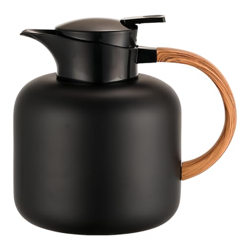 Quxxuol お湯ポット 保温水筒 お茶ポット コーヒーケトル 卓上ぽっと 2L 真空断熱二重構造 保温 保冷 軽量 広口 食品グレードの素材 やけど防止 お手入れ簡単 家庭用 (ブラック)