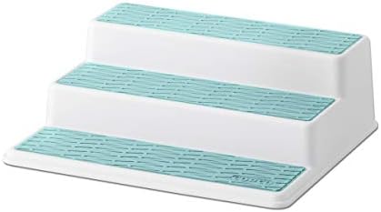 Copco Non-Skid 3-Tier Spice Pantry Kitchen Cabinet Organizer, 10-Inch, White/Aqua