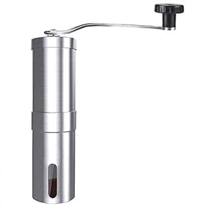 Manual Coffee Grinder with Adjustable Coarseness – Conical Burr Mill & Brushed Stainless Steel Whole Bean Burr Portable…