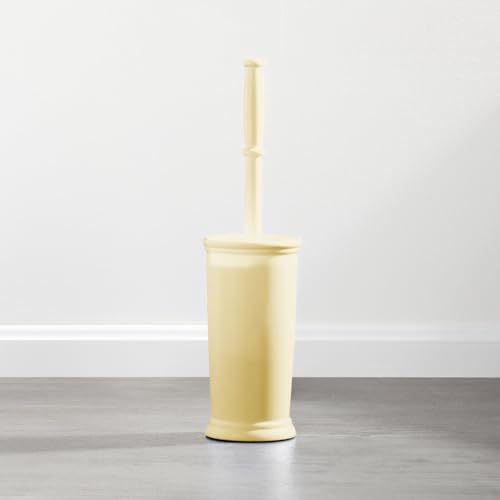 Image of mDesign Toilet Bowl Brush and Holder - Covered Bathroom Brush - Standing Scrubber in Modern Holder - Space Saving, Deep Cleaning for Toilet - Hyde Collection - Light Yellow