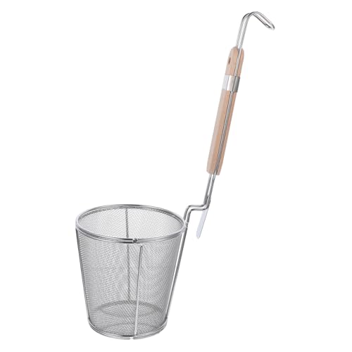 Garneck 1 Pc Cuchara ranurada malatang colador tamizar guisante tapas tirador madera mango de madera tortellini filtrar y cesta coladora de fideos cuchara de malla Acero inoxidable