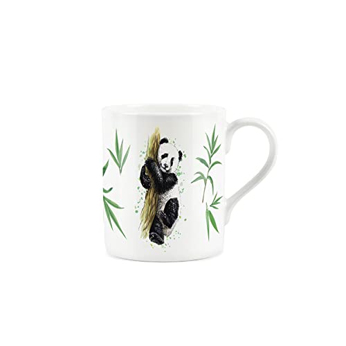 Purely Home Cute Panda Bear with Bamboo Leaves Design Small Fine Bone China White Mug Coffee/Tea Present Gift
