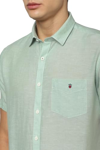 Image of Louis Philippe Men Slim Fit Solid Cotton Blend Casual Shirt