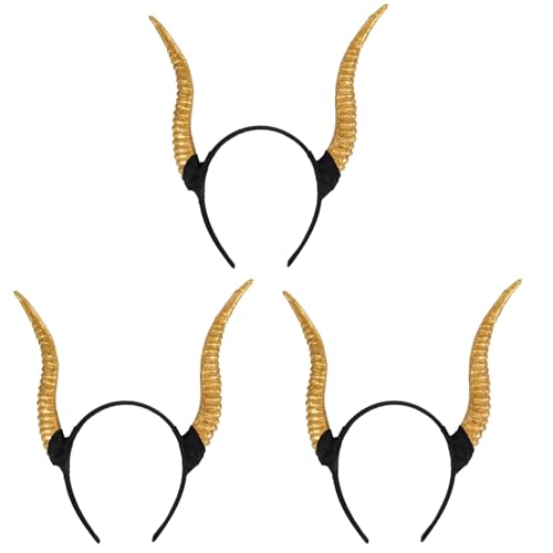 TINEASUR 3 Pièces Bandeau en Corne de Mouton Accessoires pour Cheveux D'Halloween Cerceau de Costume pour Fête et Déguisement Enfants Léger et Unique