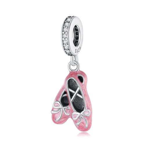 BEEUVIP Pink flats Shoe Dangle Charm per bracciali, ciondoli in argento 925, perline per collane, per la festa della mamma, compleanno, regalo di Natale