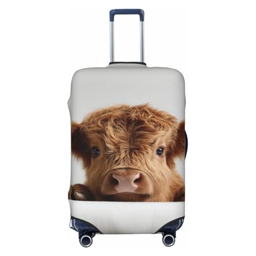 Highland Cow Peeking Elastic Travel Luggage Covers Dustproof Scratch-Resistant Suitcase Protector Fit 22-24 Inch