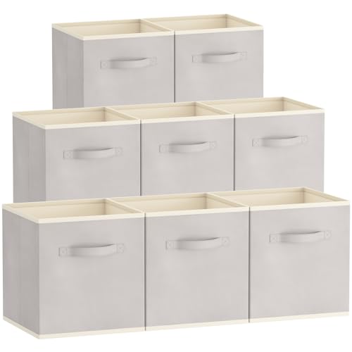 Lifewit Lot de 8 Cubes de Rangement Pliables, Panier en Tissu, Caisse, Boites Rangement avec Poignées, Organisateur pour Vetements, Jouets, 26,5 x 26,5 x 28...