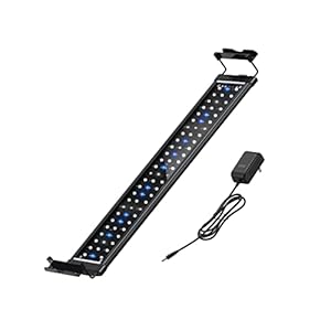 Illuminazione a LED per acquario, 12W per luce da 60 a 90 cm, per acquario e acqua dolce, con supporto regolabile Pesci Piante acquatiche Illuminazione (Luce blu e bianca 12W)