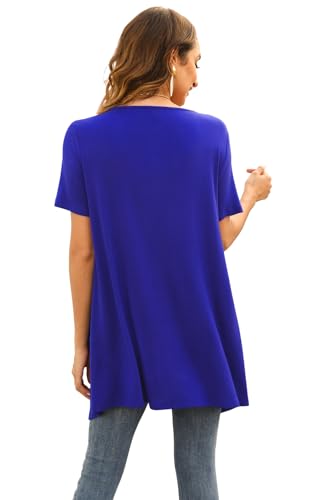 Image of Veryoung Floral Short Sleeve Cardigans for Women Casual Drape Open Front Lightweight Summer Cardigan with Pocket High Low Hem