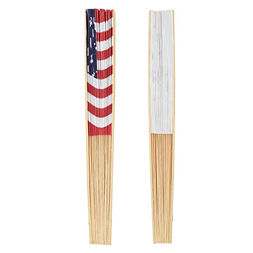 12 Pack American Handheld Folding Fan, Fourth Of July Party Favors, Bbq Essentials (14 X 10 In) #TOP6