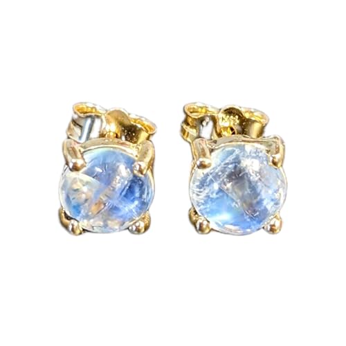 Boucles d'oreilles pierre de lune naturelle et argent 925 doré LKSTD_0059 pour femme