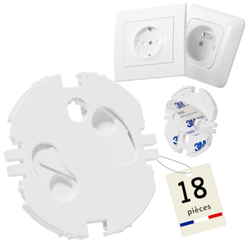 Safetydad Cache Prises Bébé – Lot de 18 Sécurités Enfant, Cache Prise Électrique Type E/F – avec Adhésif 3M, installation facile sans vis –...