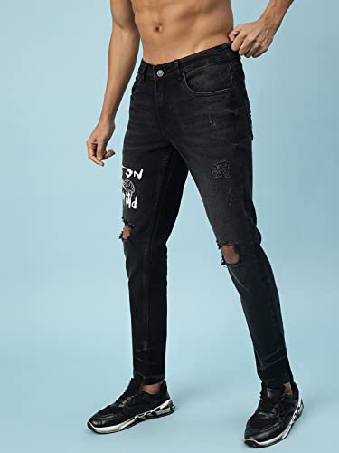 Image of Veirdo Pure Cotton Slim Fit Ankle Length Mid Rise Denim Jeans for Men
