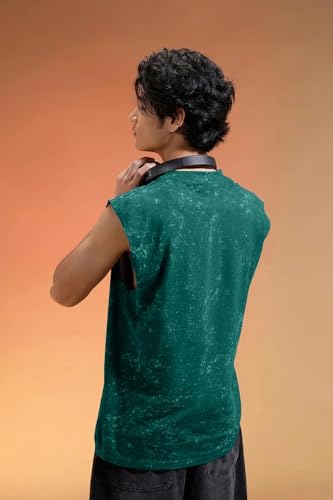 Image of Veirdo Pure Cotton Scoop Neck Acid Wash Oversize Sleeveless Vest for Men & Boys (S to 2XL)