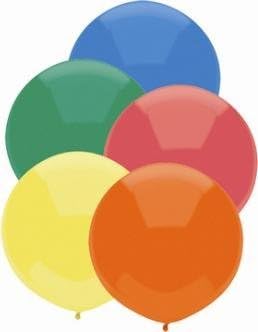 36 Inch Giant Round Latex Balloons Assorted Colors (Premium Helium Quality) Pkg/5