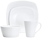 Noritake 4-Piece Square White on White Place Setting, Swirl