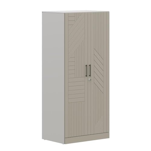 Image of Wakefit Wardrobe for Bedroom | 3 Yr Warranty | Cupboard for Bedroom, Almirah, Wooden Wardrobe, Comes with LED light, Multi-Shelves, Drawer & Hanger, Density:680-750 kg /m, Free Installation(Tyrian-CB)