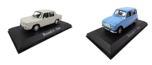 Scala 1/43 in metallo OPO 10 - Set di 2 auto 1/43 auto compatibile con Renault 4 + Renault 8 1964 - R4 R8 - LRBA9