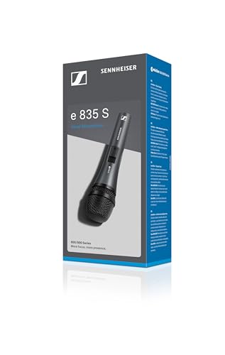 Sennheiser E835‑S Dynamic Cardioid Vocal Stage Microphone | On/Off Switch | Excellent Feedback Rejection | Rugged Metal Construction | Ideal for Live Performances, Presentations & Studio Recording