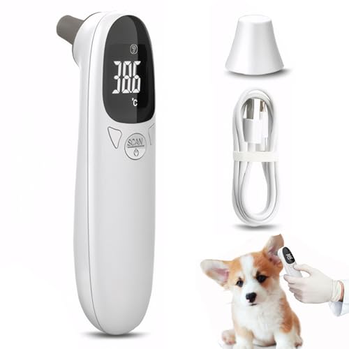 Ear Thermometer for Pet, Accurate 32-42.9℃ Ear Temperature Thermometer, Digital USB Rechargeable 5x1.5 for Dog, Cat, Pig, Sheep