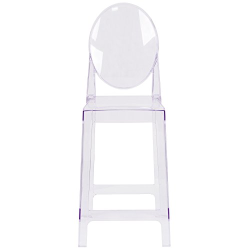Flash Furniture Revna Ghost Counter Stool with Oval Back in Revna Transparent Crystal