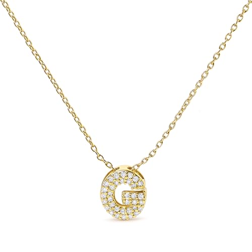 10K Yellow Gold Diamond Accent "G" Initial Bubble Pendant Necklace