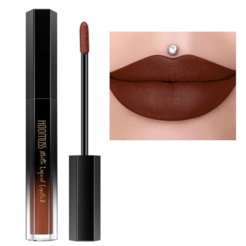 Hoomuss Dark Brown Lipstick Long Lasting, Matte Liquid Lipsticks For Women Non Transfer Smudgeproof Smooth And Easy To Appy Cruelty Free Lip Color, M50 Chocolate cover