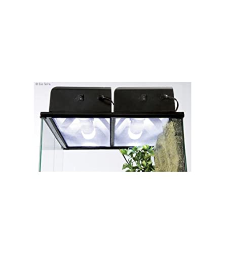Exo Terra Compact Top, Terrarienabdeckung, Klein, für 2 Lampe, mit Reflektor, 45 x 9 x 20cm, Fassung E27, 1 Stück (1er Pack), Schwarz