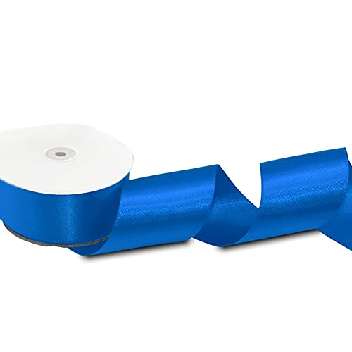 Image of Solid Color Double Faced Blue Satin Ribbon 1 inch X 25 Yards, Ribbons Perfect for Crafts, Wedding Decor, Bow Making, Sewing, Gift Package Wrapping and More