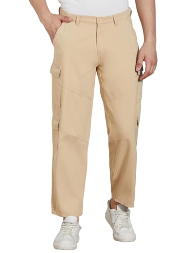Image of Dennis Lingo Men Cotton Lycra Solid Stretchable Cargo Trousers