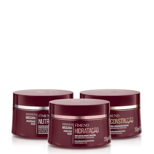 Kit Cronogama Capilar Amend 3 Máscaras Reconstrução + Hidratação + Nutrição 250g