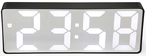 Infinity Instruments Large Digital LED Display Alarm Clock, Temperature and Date Display, Modern Matte Finish Case, Black