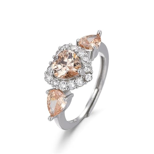 GleaMora Corazón CZ Anillo Fiesta Vida Diaria Dedo Vogue Anillo Simple Joyería Anillos Ajustables Brillantes para Mujeres Joyería de Aniversario Regalo